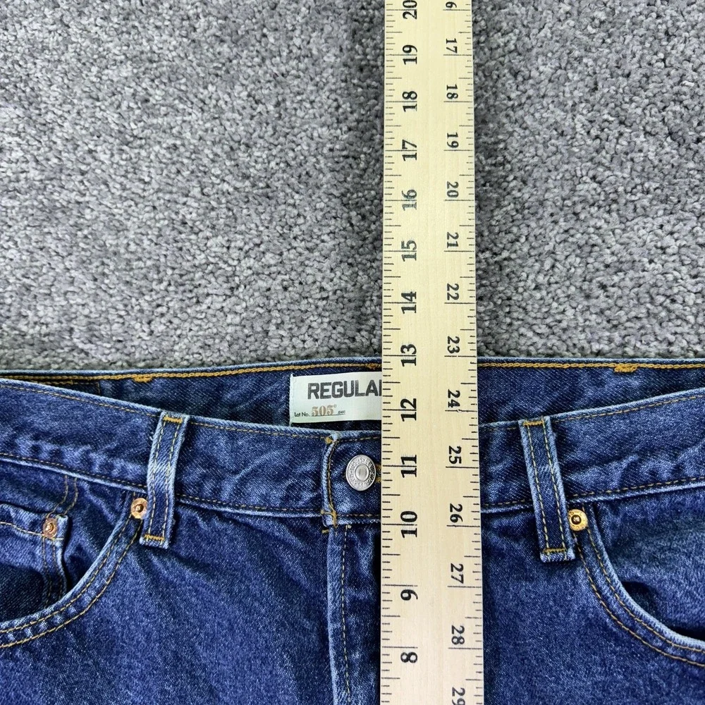Levis 505 Jeans Mens 38x26 Blue Regular Straight Denim Medium Wash Logo City